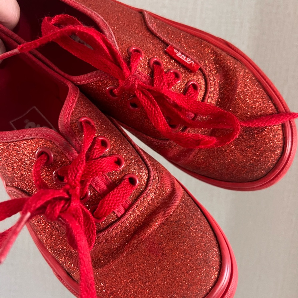 Vans Kids Sparkling Red Sneakers - Picture 2 of 5